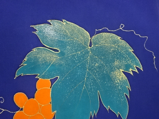  塩瀬金彩葡萄模様名古屋帯